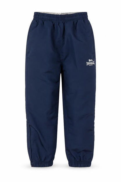Front view of Lonsdale boys’ blue track pants, 4 years, activewear