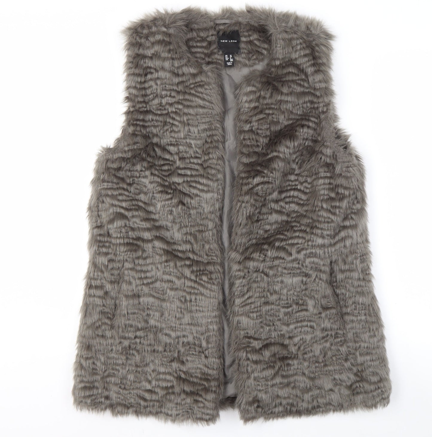 New Look Women's Grey Faux Fur Waistcoat Size 10