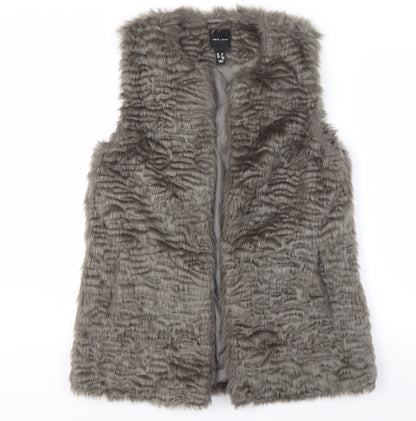 New Look Women's Grey Faux Fur Waistcoat Size 10