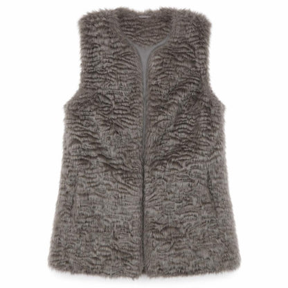 New Look Women's Grey Faux Fur Waistcoat Size 10