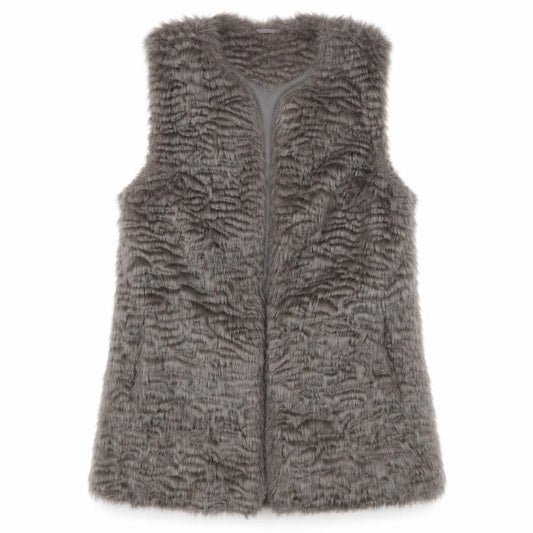 New Look Women's Grey Faux Fur Waistcoat Size 10