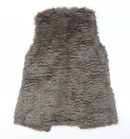 New Look Women's Grey Faux Fur Waistcoat Size 10