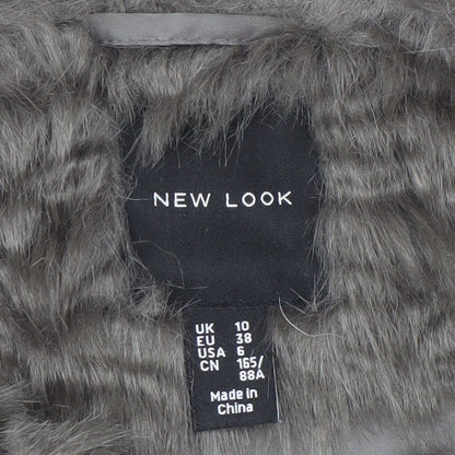 New Look Women's Grey Faux Fur Waistcoat Size 10