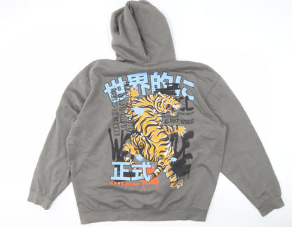 Mens UK Size L boohooMAN Grey Pullover Hoodie