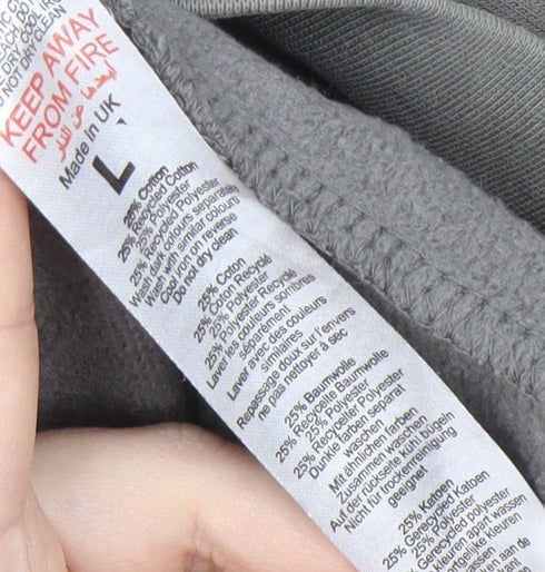 Mens UK Size L boohooMAN Grey Pullover Hoodie