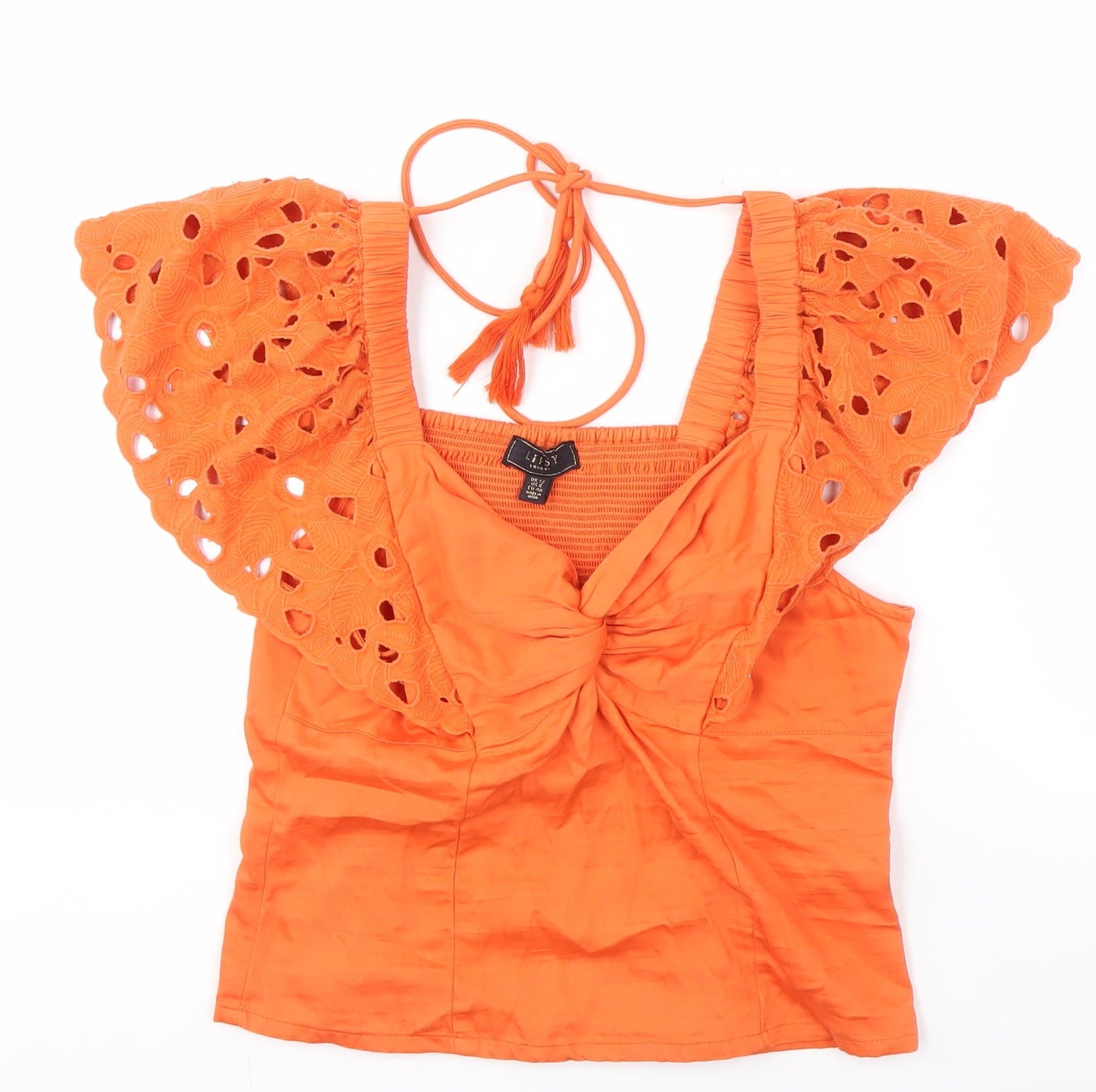 Womens UK Size 12 Lipsy Orange Cropped Blouse