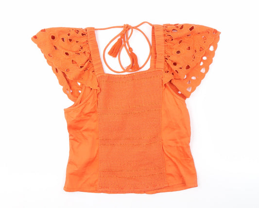 Womens UK Size 12 Lipsy Orange Cropped Blouse
