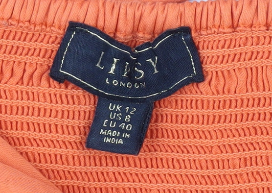Womens UK Size 12 Lipsy Orange Cropped Blouse