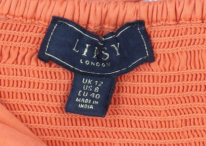 Womens UK Size 12 Lipsy Orange Cropped Blouse