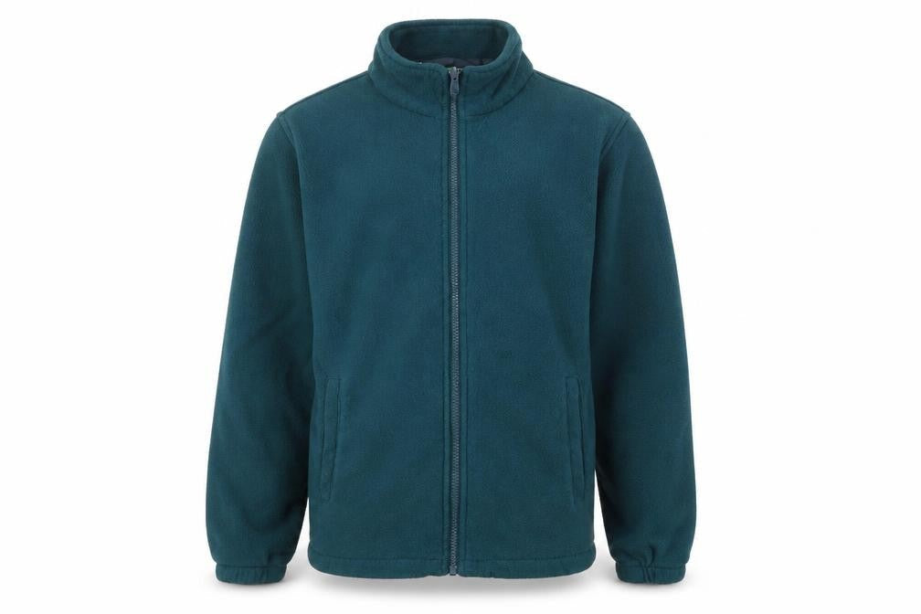 Front view of Mountain Warehouse boys’ green fleece basic jacket 13 years