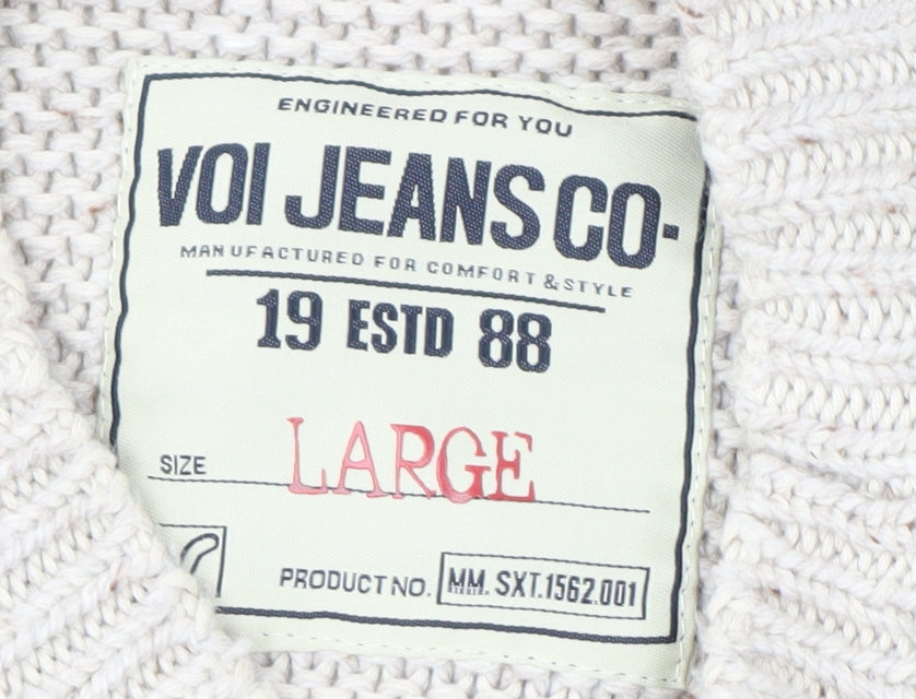 Voi Jeans Men's Beige Pullover Jumper, Size L