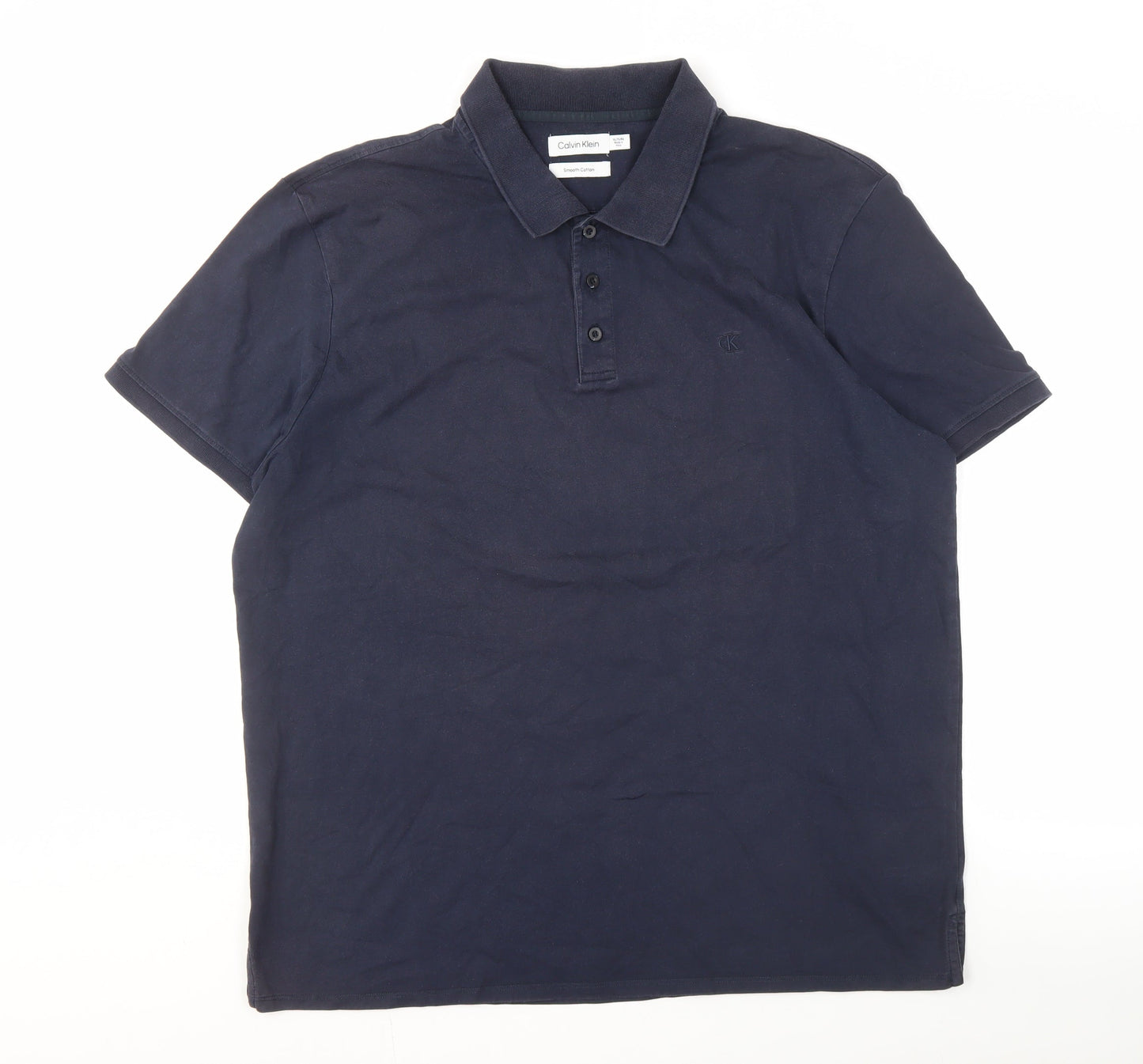 Calvin Klein Men's Blue Polo Shirt XL, Solid, Casual
