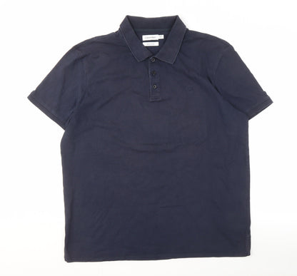 Calvin Klein Men's Blue Polo Shirt XL, Solid, Casual