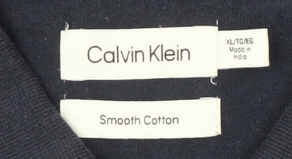 Calvin Klein Men's Blue Polo Shirt XL, Solid, Casual