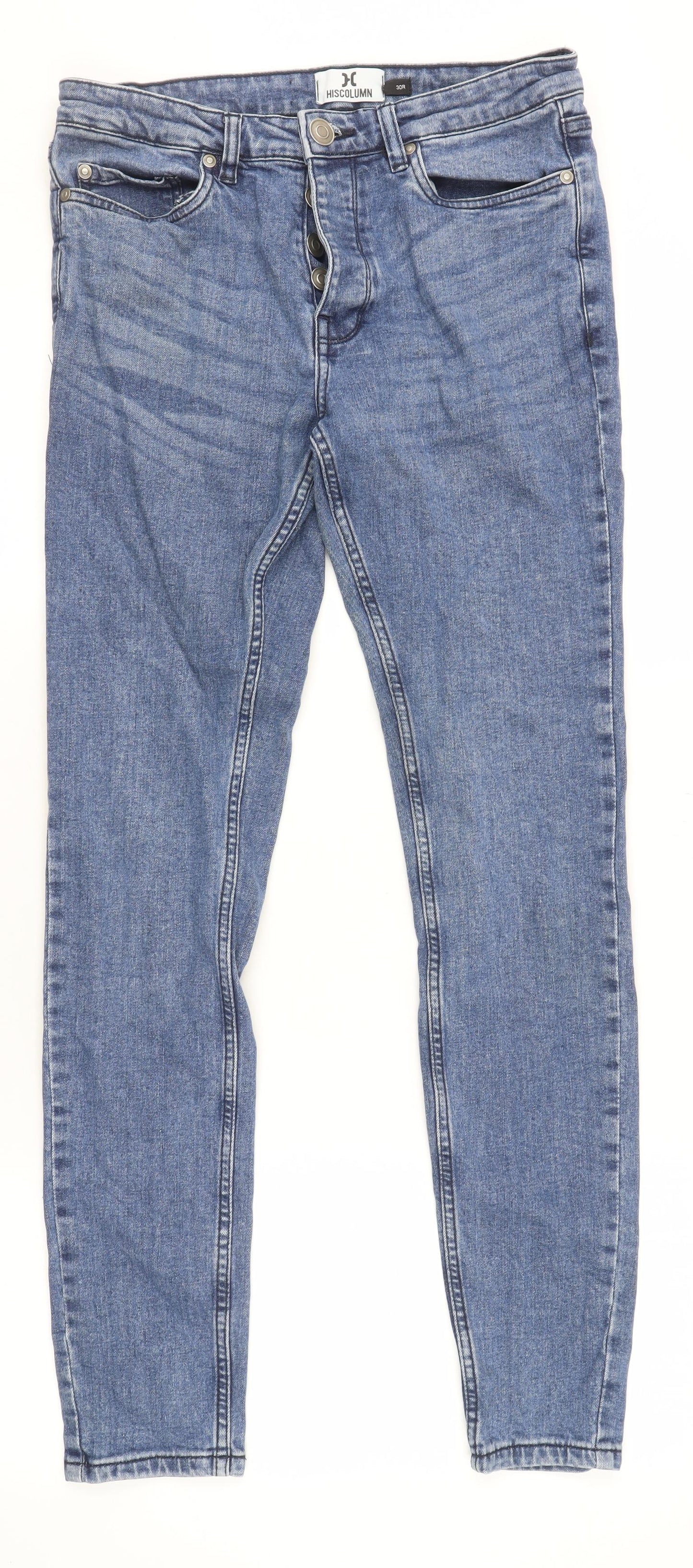 Hiscolumn Blue Skinny Jeans for Men, Size 30