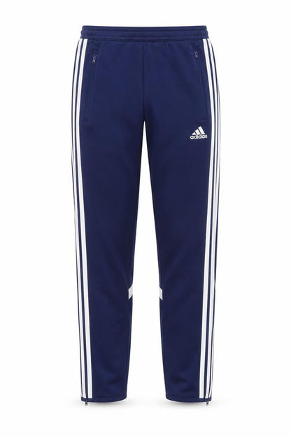 Front view of Adidas boys’ blue track pants, size 12, comfortable & stylish