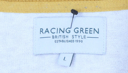 Racing Green Men's Yellow Crew Neck Jumper L