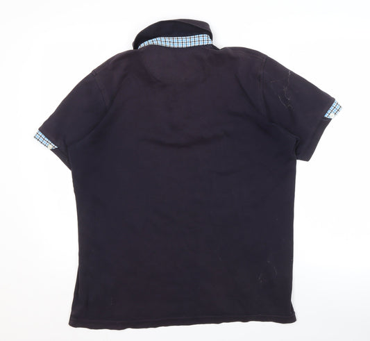 Hugo Boss Men's Black Check Polo Shirt L