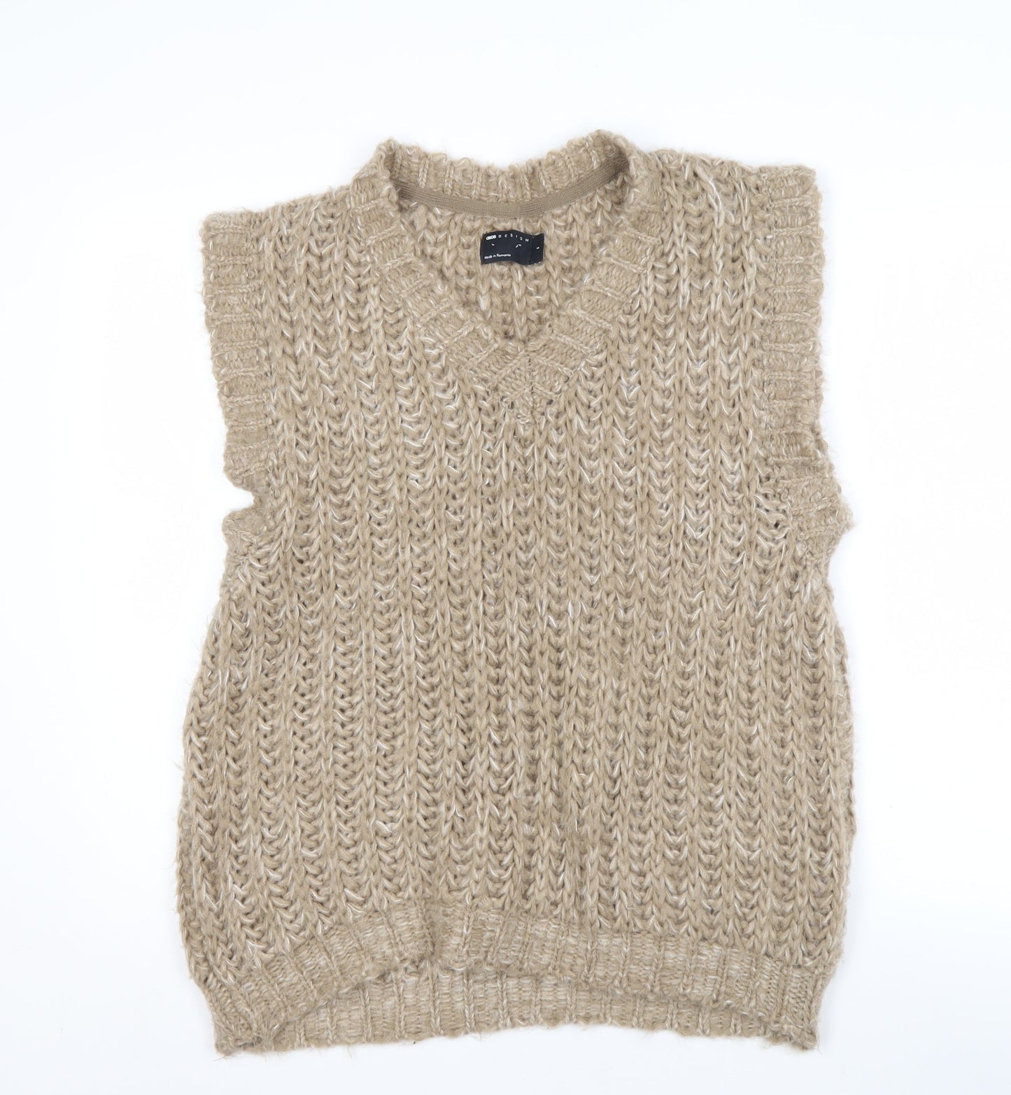 ASOS DESIGN Men's Beige Knit Sleeveless Vest S