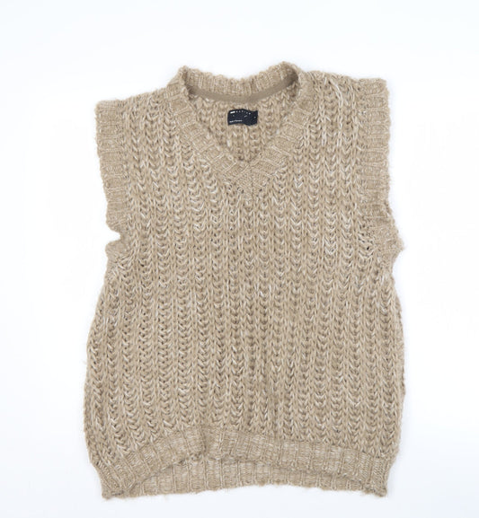 ASOS DESIGN Men's Beige Knit Sleeveless Vest S