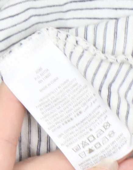 Boden Women's White Striped T-Shirt L 3/4 Sleeve