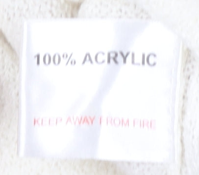 EWM Women's Ivory Cardigan M V-Neck Short Sleeve Knit