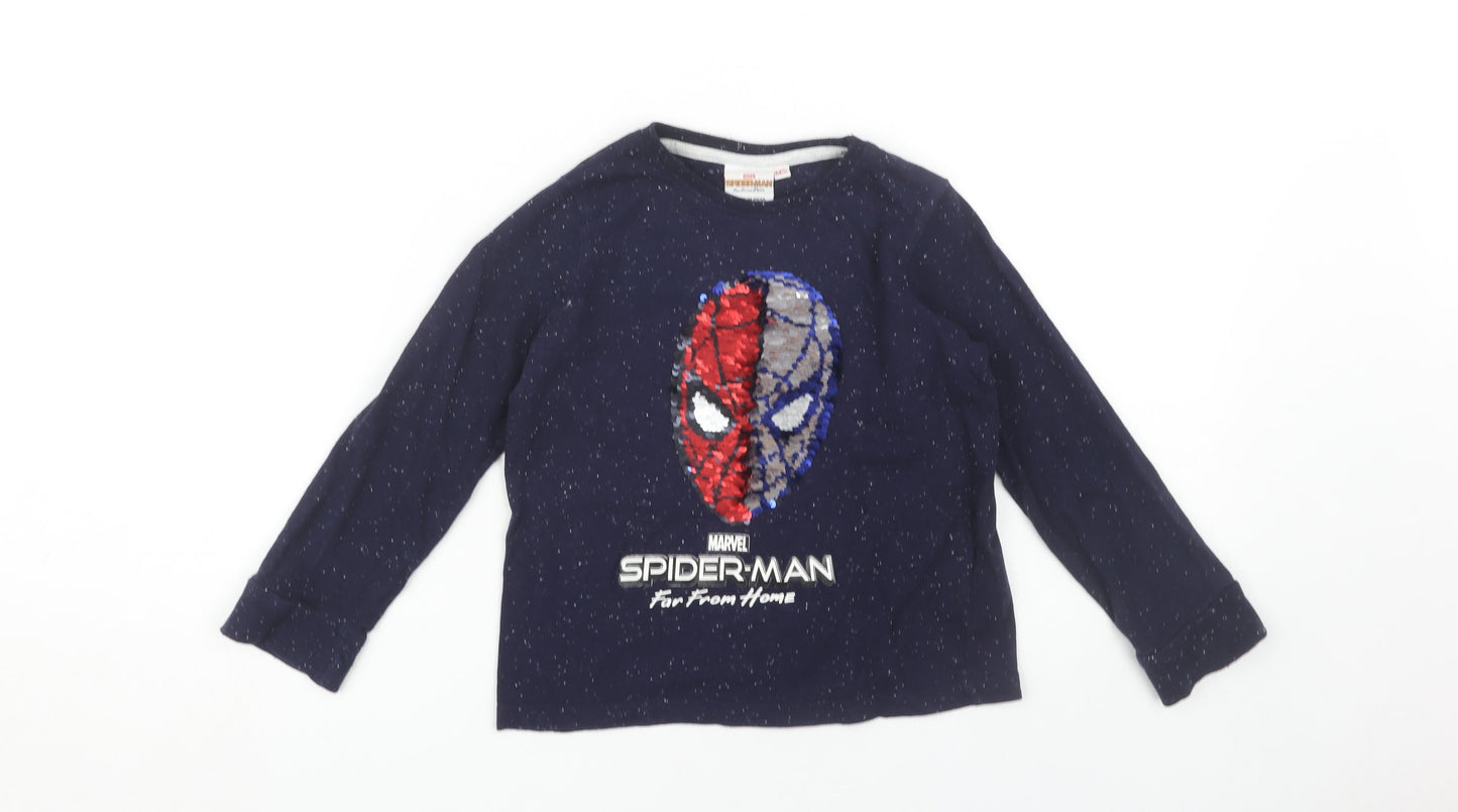 Marvel Spider-Man Boys Blue Graphic T-Shirt 5-6Y, Long Sleeve