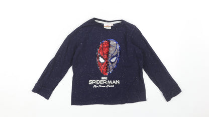 Marvel Spider-Man Boys Blue Graphic T-Shirt 5-6Y, Long Sleeve