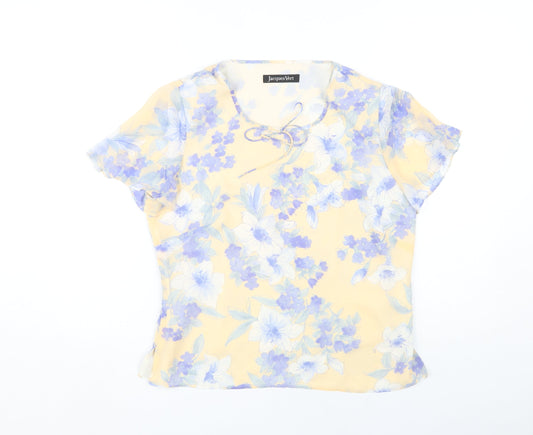 Jacques Vert Women’s Yellow Floral Chiffon Blouse Size 12