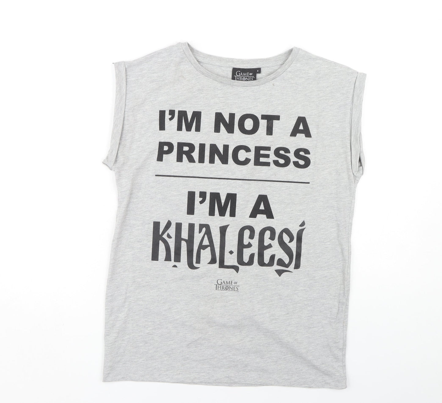Womens UK Size 8 Game Of Thrones Grey Basic T-Shirt