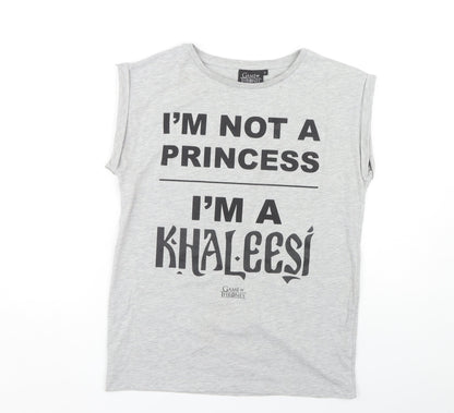 Womens UK Size 8 Game Of Thrones Grey Basic T-Shirt