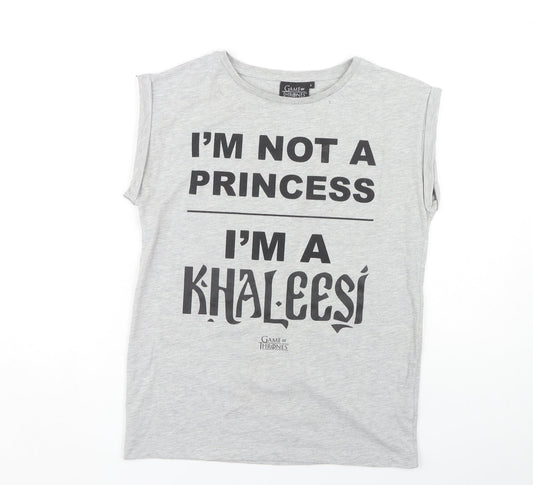 Womens UK Size 8 Game Of Thrones Grey Basic T-Shirt