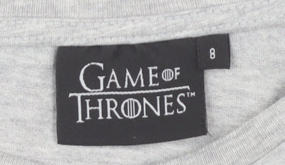 Womens UK Size 8 Game Of Thrones Grey Basic T-Shirt
