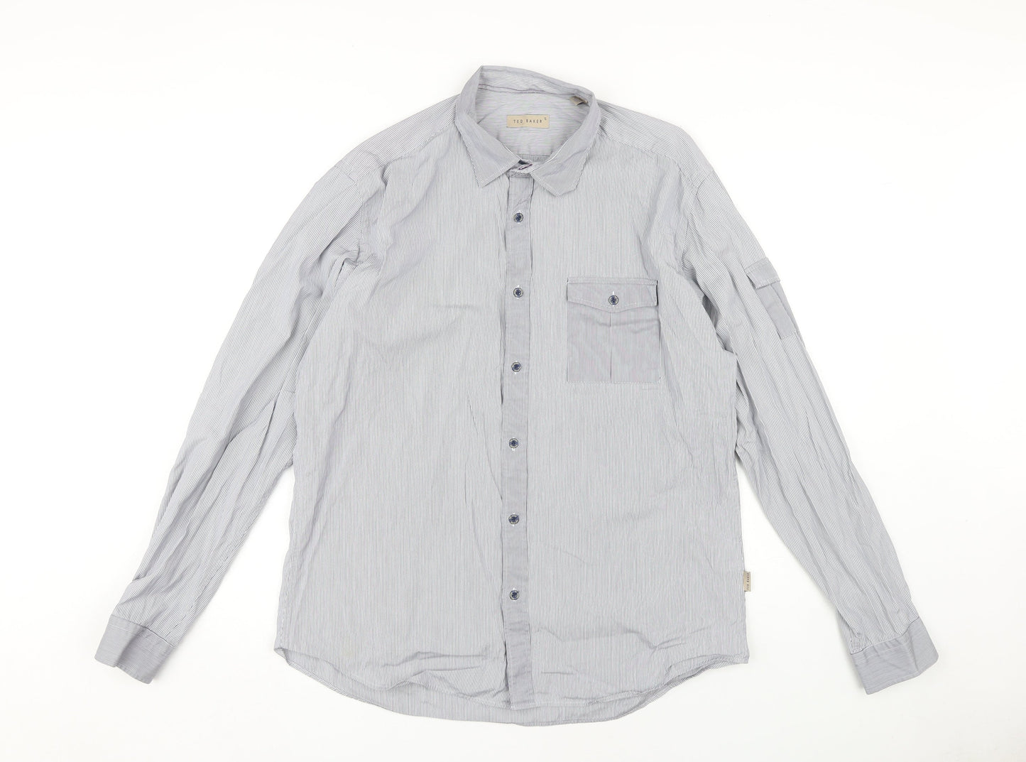 Ted Baker Men's Grey Pinstripe Dress Shirt Size 16