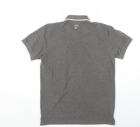 Jack & Jones Men's Grey Polo Shirt, Short Sleeve Casual
