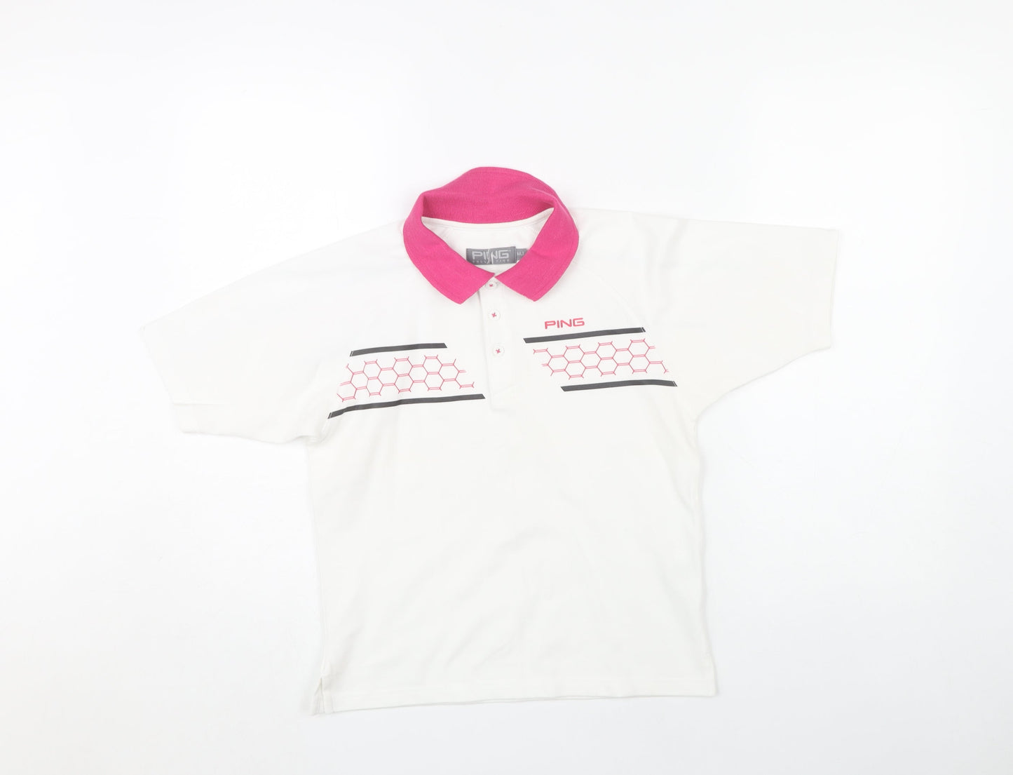 PING Unisex Kids White Polo Shirt M