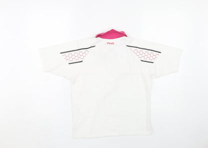 PING Unisex Kids White Polo Shirt M