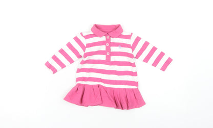An Original Penguin Pink Striped Unisex Baby Dress, 3-6 M