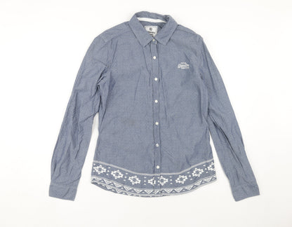 Womens UK Size S Superdry Blue Basic Button-Up