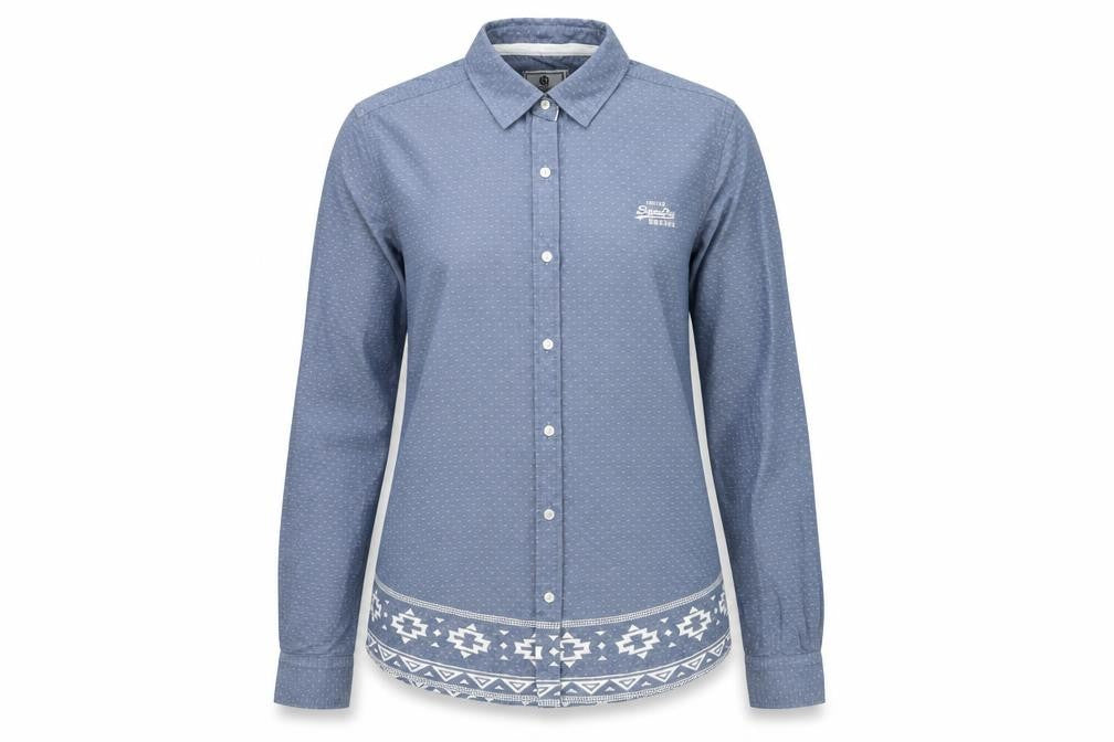 Womens UK Size S Superdry Blue Basic Button-Up