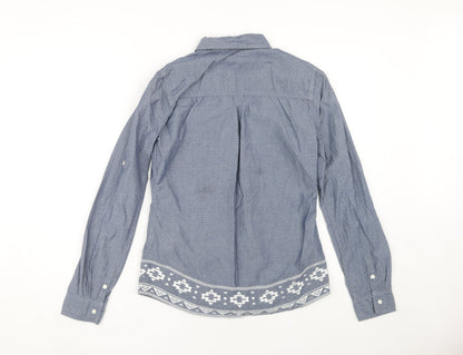Womens UK Size S Superdry Blue Basic Button-Up
