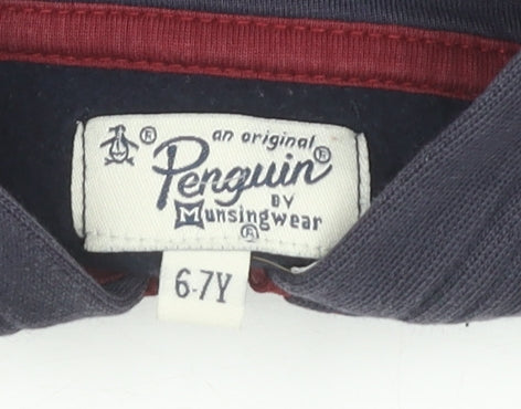 Original Penguin Boys Red Full Zip Hoodie, Size 6-7 Years