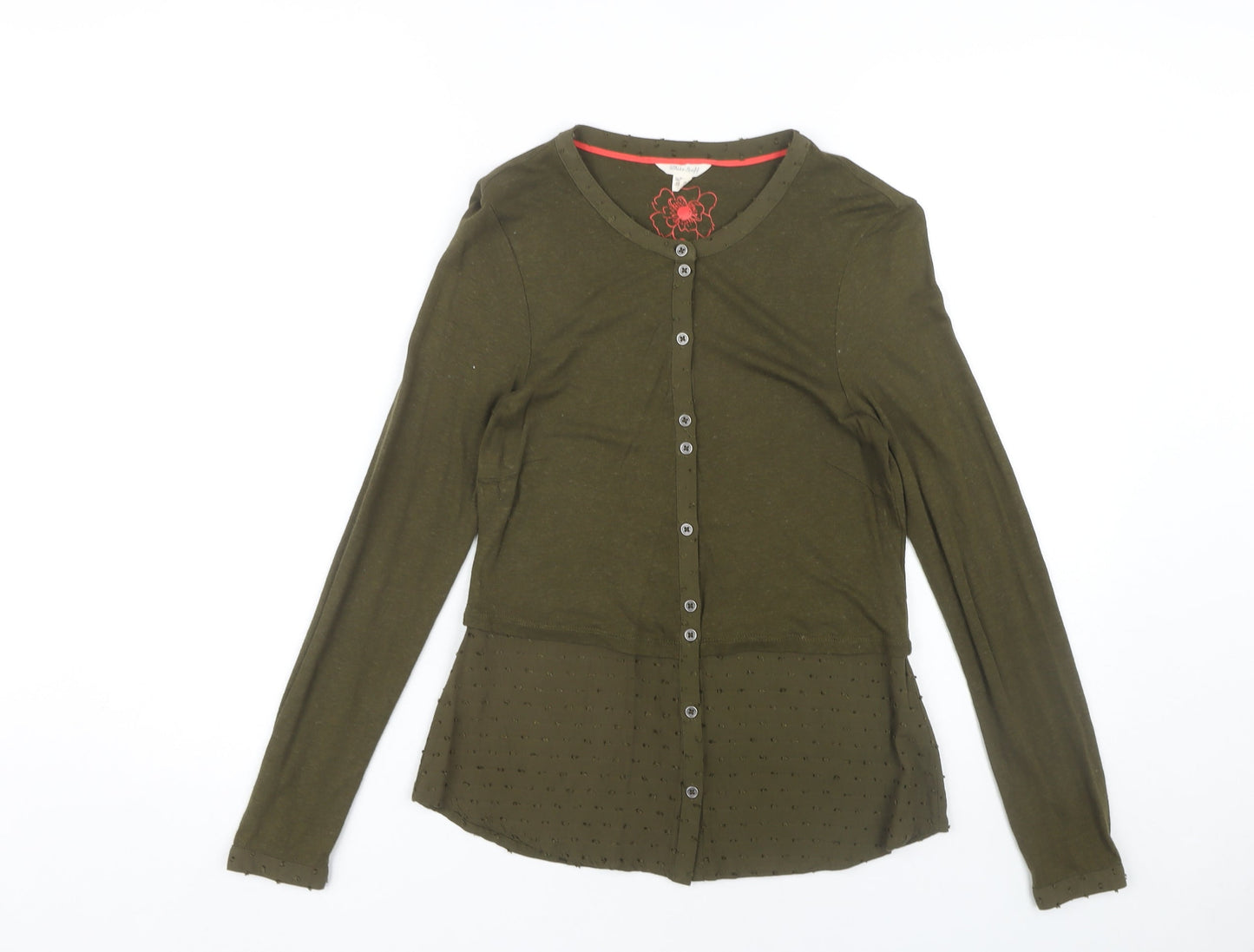 Womens UK Size 6 White Stuff Green Basic Button-Up