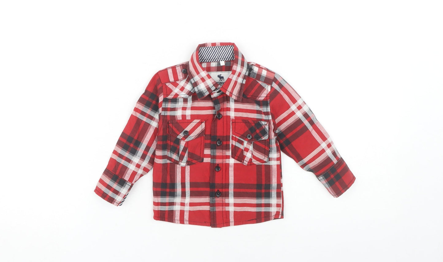 Abercrombie Boys Red Plaid Cotton Button-Up Shirt M
