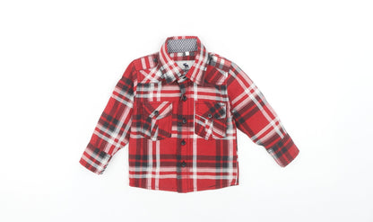 Abercrombie Boys Red Plaid Cotton Button-Up Shirt M