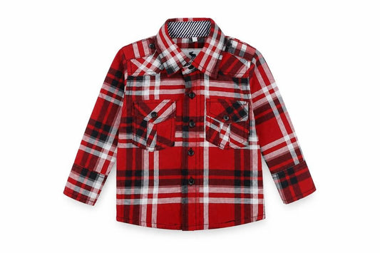 Abercrombie Boys Red Plaid Cotton Button-Up Shirt M
