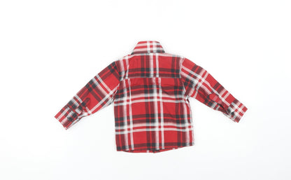 Abercrombie Boys Red Plaid Cotton Button-Up Shirt M
