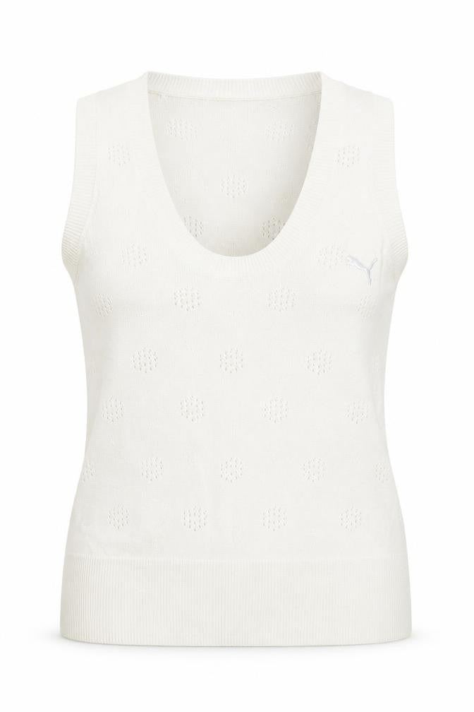 Front view of Puma Women's White Knit Vest, size 6