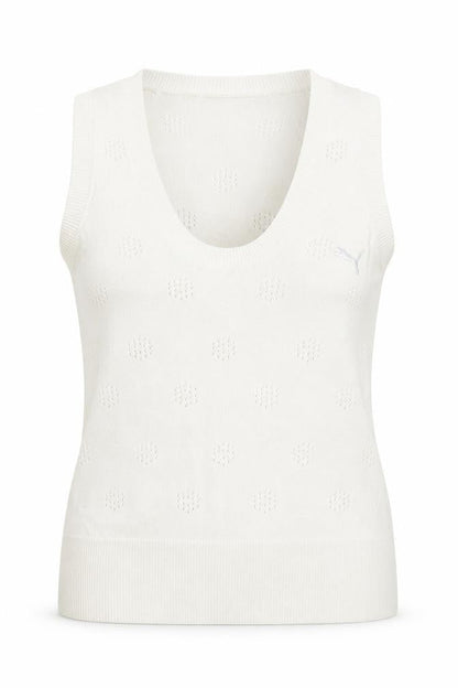 Front view of Puma Women's White Knit Vest, size 6