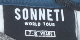 Sonneti Boys Colourblock T-Shirt, White/Grey/Blue, Size 7-8